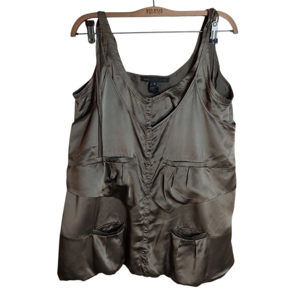 Marc Jacobs Tops - Marc Jacobs Satin Tank Top in Deep Olive Brown
